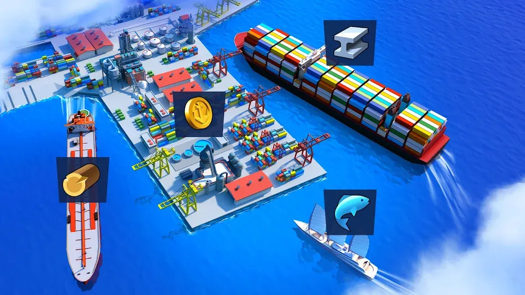 Sea Port: Cargo Boat Tycoon (Си Порт)  [МОД Бесконечные монеты] Screenshot 5