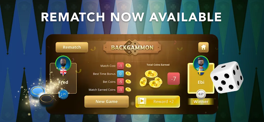 Backgammon Classic + Online  [МОД Unlimited Money] Screenshot 1