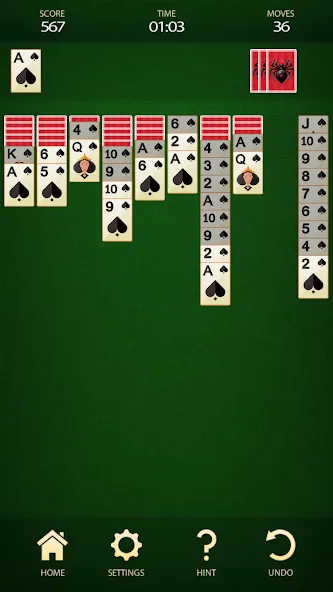 Spider Solitaire: Card Game (Спайдер Солитер)  [МОД Меню] Screenshot 3