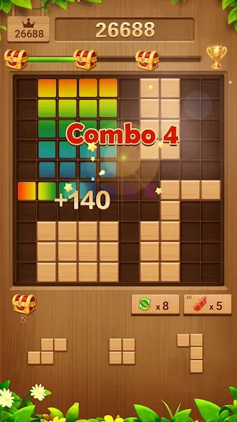 Wood Block Puzzle Addictive  [МОД Бесконечные монеты] Screenshot 3