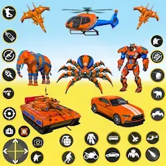 Скачать взломанную Spider Mech Wars - Robot Game  [МОД Mega Pack] - стабильная версия apk на Андроид