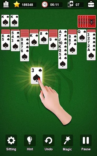 Spider Solitaire  [МОД Много денег] Screenshot 1