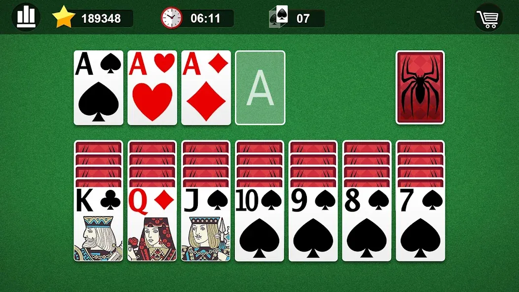 Spider Solitaire  [МОД Много денег] Screenshot 4