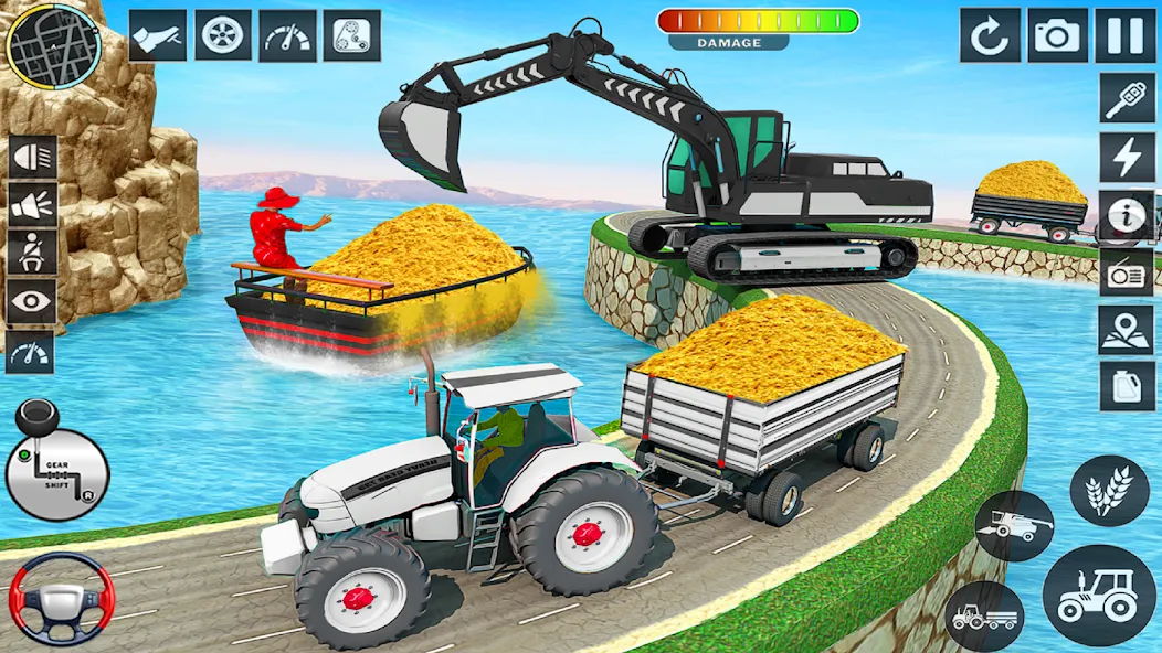 Big Tractor Farming Simulator (Биг Трактор Фарминг Симулятор)  [МОД Menu] Screenshot 2