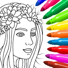 Взломанная Coloring for girls and women  [МОД Все открыто] - стабильная версия apk на Андроид