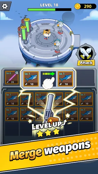 Merge Weapons：Air Island TD  [МОД Бесконечные монеты] Screenshot 2