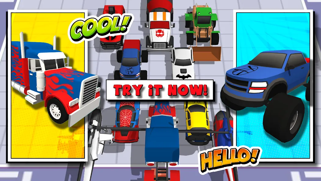 Superhero Car Merge Battle  [МОД Бесконечные монеты] Screenshot 2