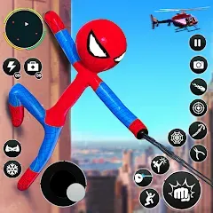 Взлом Flying Stickman Rope Hero Game  [МОД Бесконечные монеты] - полная версия apk на Андроид