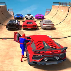 Взлом Superhero Car: Mega Ramp Games (Рамп Кар Гейм)  [МОД Mega Pack] - стабильная версия apk на Андроид