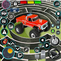 Скачать взломанную Monster Truck Maze Puzzle Game  [МОД Mega Pack] - последняя версия apk на Андроид