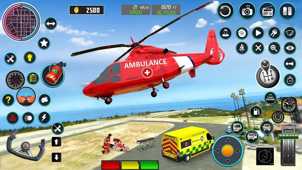 Heli Ambulance Simulator Game  [МОД Много монет] Screenshot 2