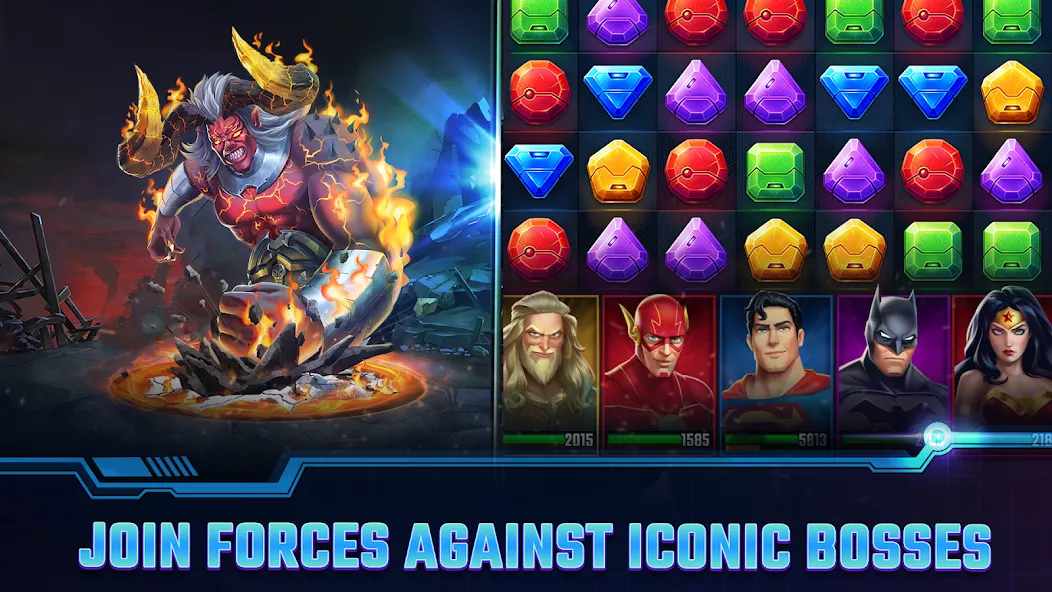 DC Heroes & Villains: Match 3  [МОД Mega Pack] Screenshot 4