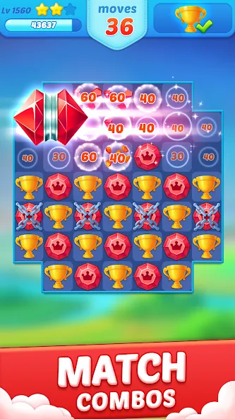 Jewel Crush™ - Match 3 Legend  [МОД Много монет] Screenshot 2