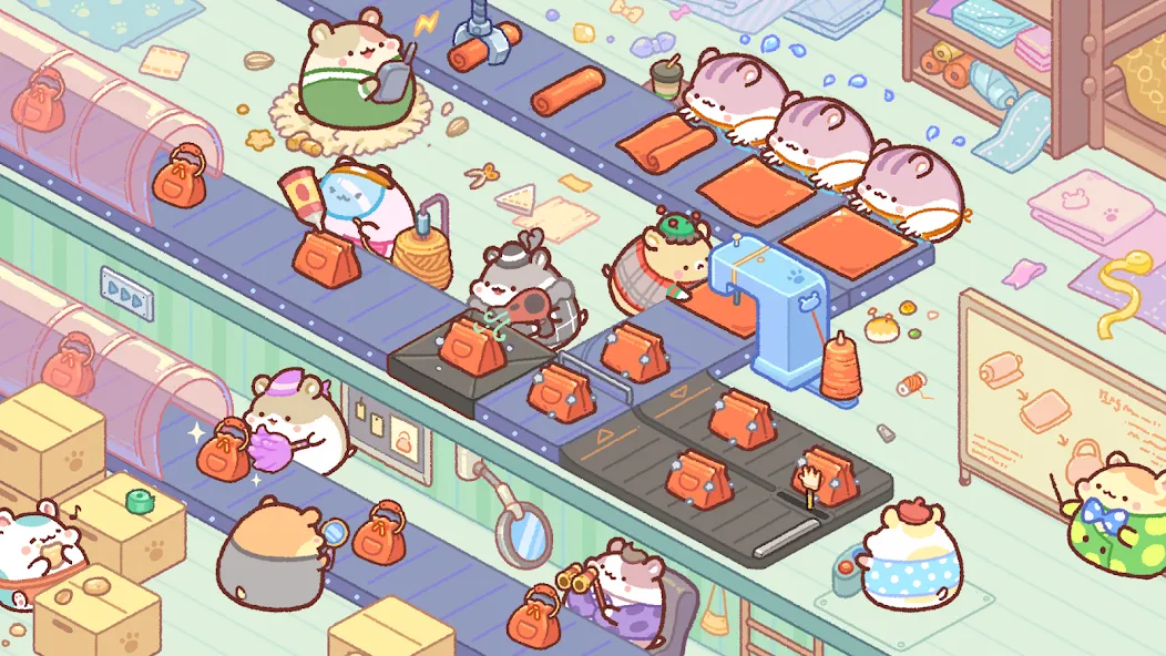 Hamster Bag Factory : Tycoon (Хэмстер сумка фабрика)  [МОД Бесконечные монеты] Screenshot 2