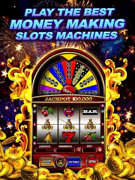 Money Wheel Slot Machine Game (Мани Вил Слот Машине Гейм)  [МОД Unlocked] Screenshot 3