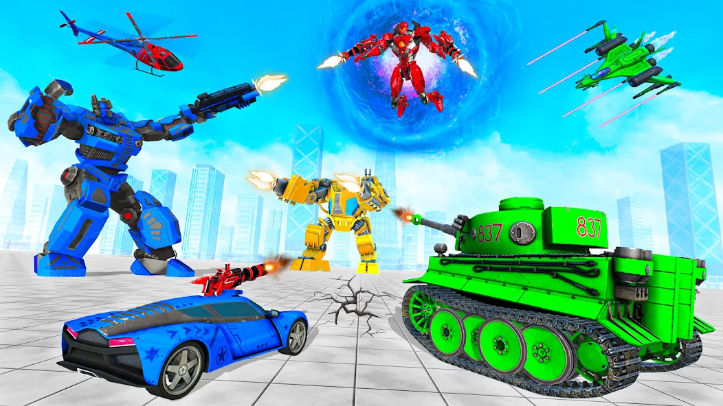 Tank Robot Game Army Games (армейский танк робот трансформационная игра)  [МОД Бесконечные монеты] Screenshot 3