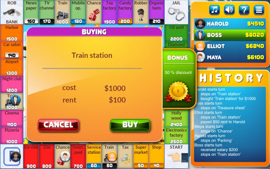 CrazyPoly - Business Dice Game (КрейзиПоли)  [МОД Много денег] Screenshot 2