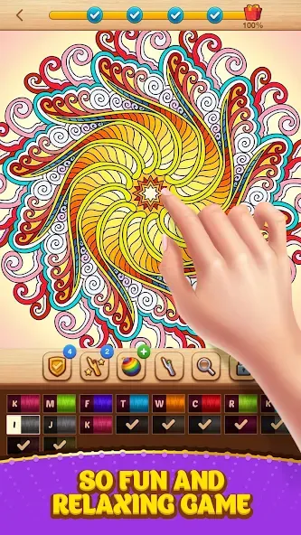 Cross Stitch Coloring Mandala (Кроссстиль раскрашивание мандала)  [МОД Бесконечные деньги] Screenshot 3