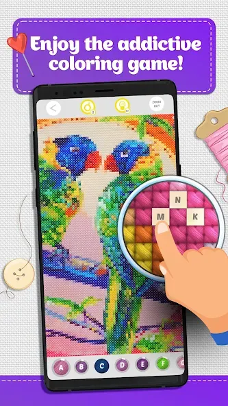 Cross Stitch Coloring Art (Кроссстич окрашивание искусства)  [МОД Меню] Screenshot 1