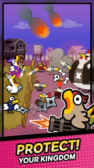 Duck vs Chicken : Idle Defense (Дак против Чикен)  [МОД Все открыто] Screenshot 1