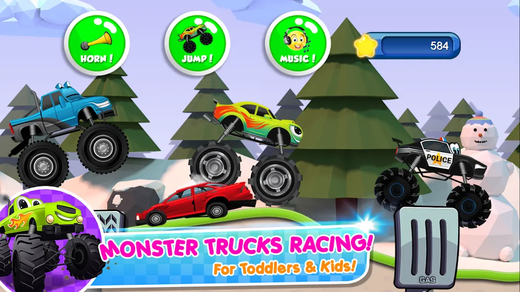 Monster Trucks Game for Kids 2 (Монстр Тракс Игра для Детей 2)  [МОД Много денег] Screenshot 1