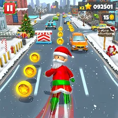 Скачать взломанную Xmas Santa Surfer Running Game (Ксмас Санта Серфер Раннинг Гейм)  [МОД Unlimited Money] - полная версия apk на Андроид