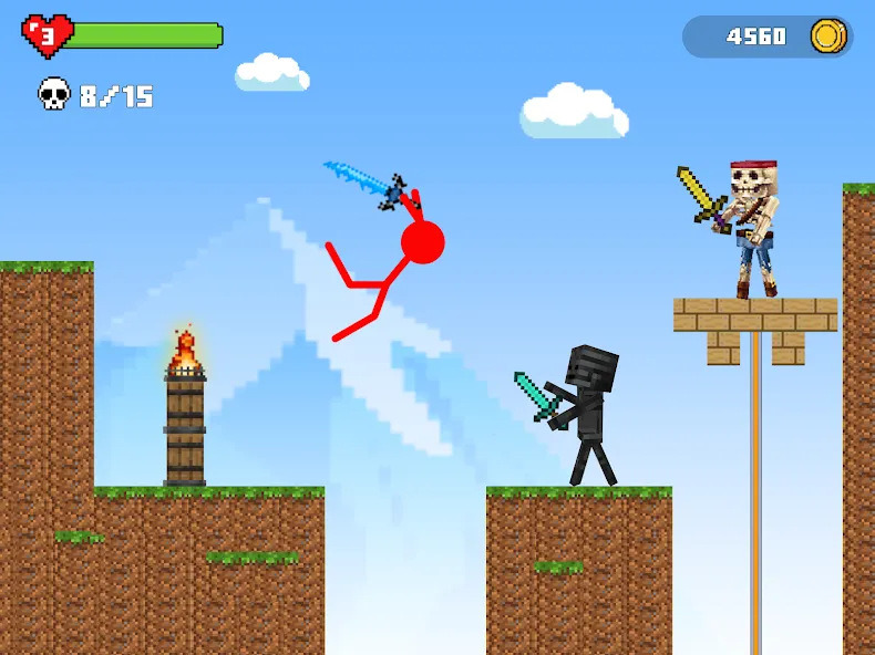 Stick-man Battle - Craft World  [МОД Бесконечные монеты] Screenshot 2