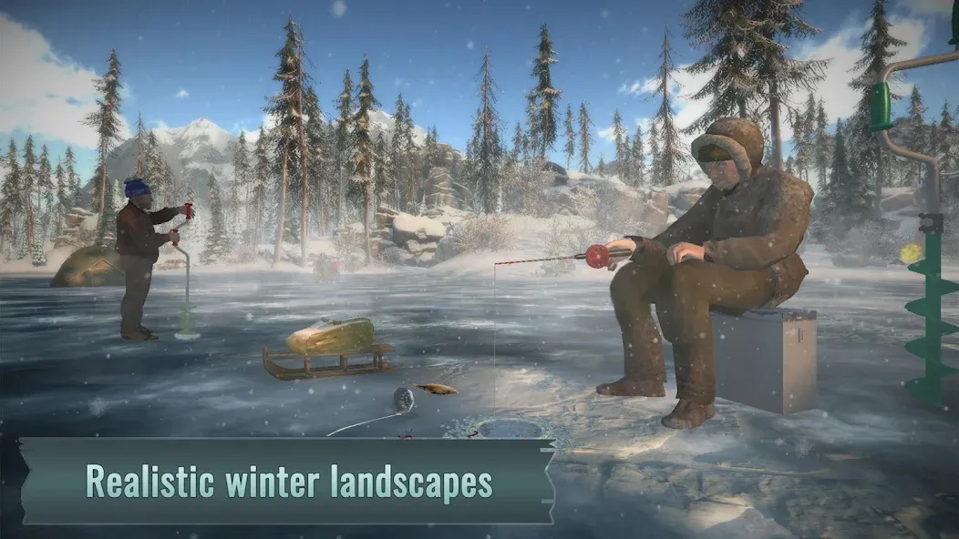 Ice fishing game. Catch bass.  [МОД Бесконечные деньги] Screenshot 1