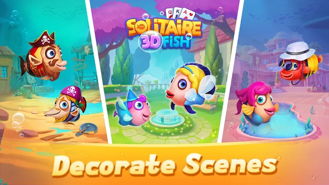 Solitaire 3D Fish  [МОД Unlimited Money] Screenshot 2