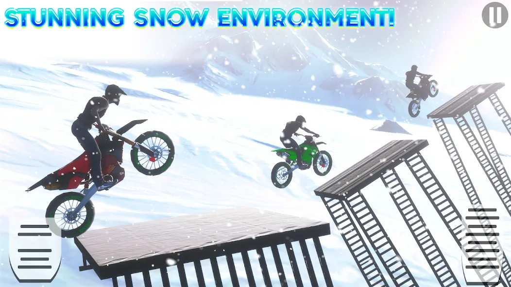 Snow Tricky Bike Stunt Race 3D  [МОД Бесконечные монеты] Screenshot 2