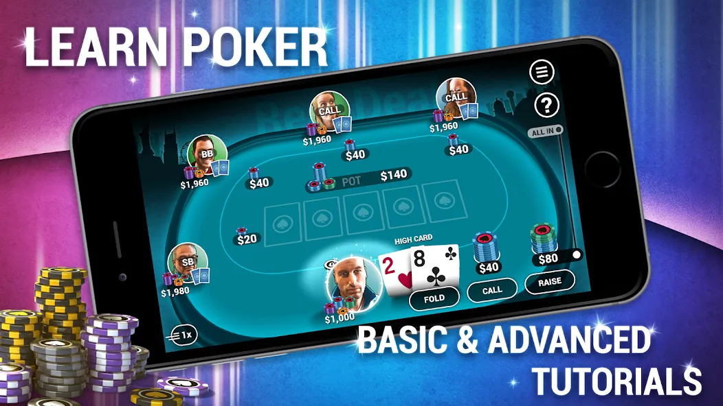 Learn How To Play Texas Poker  [МОД Бесконечные деньги] Screenshot 1