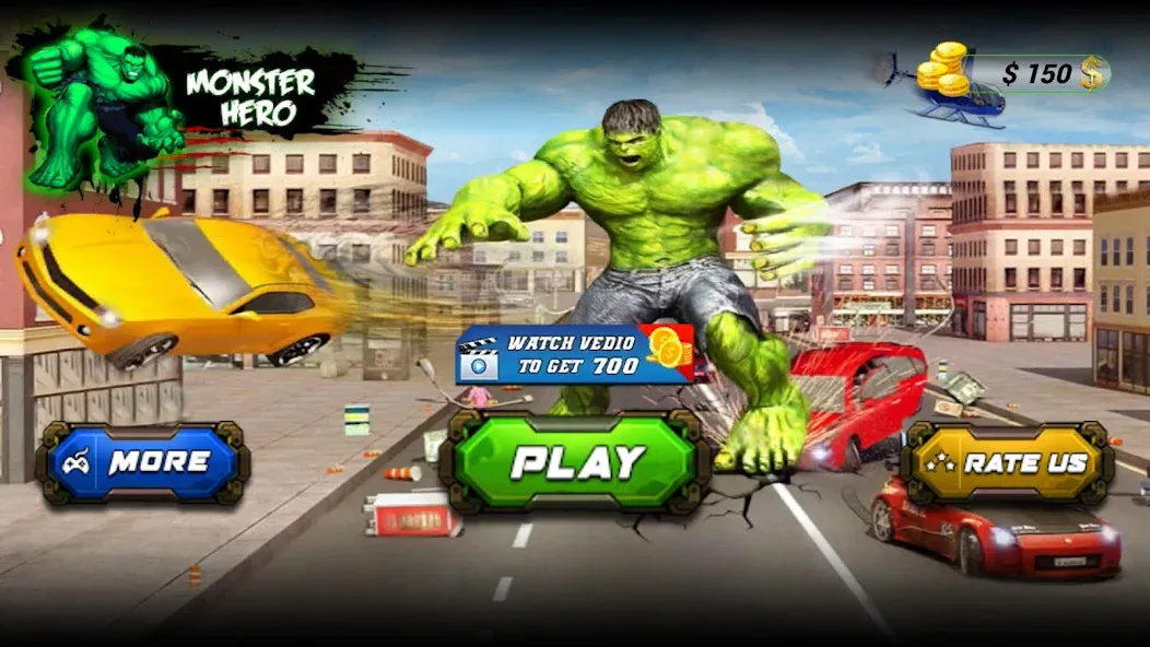 Monster Superhero: Green Fight  [МОД Unlocked] Screenshot 1