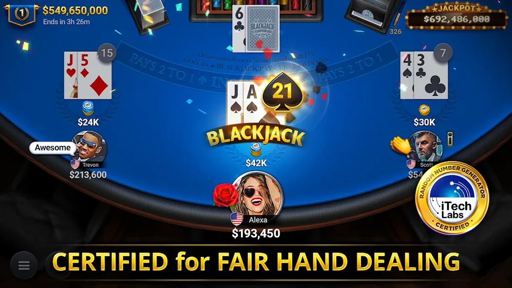 Blackjack Championship (Блэкджек Чемпионат)  [МОД Unlimited Money] Screenshot 1