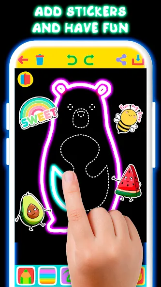 Drawing For Kids - Glow Draw  [МОД Меню] Screenshot 2