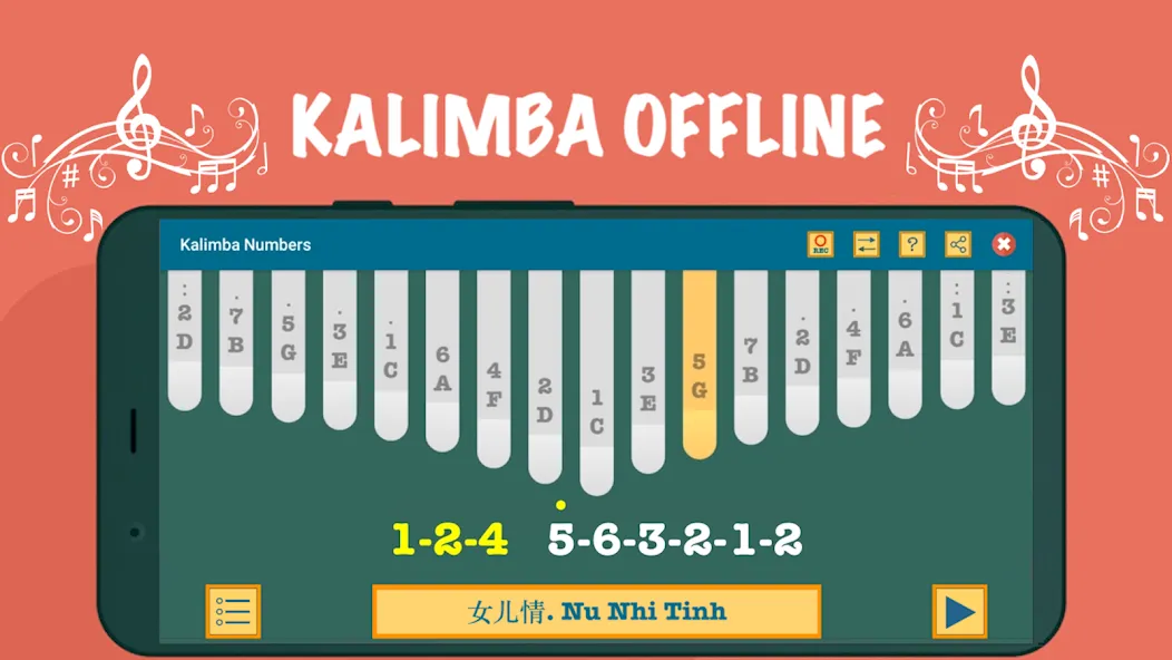 Kalimba App With Songs Numbers (Калимба приложение с песнями и цифрами)  [МОД Много денег] Screenshot 5